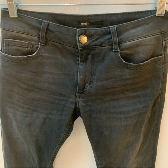 Maje Grey Skinny Jean Embroidered Back Pockets 38 - Picture 12 of 13